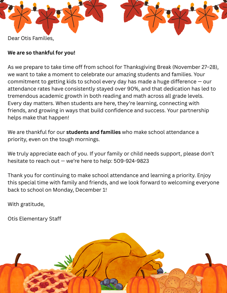 Otis Thanksgiving Letter 2025