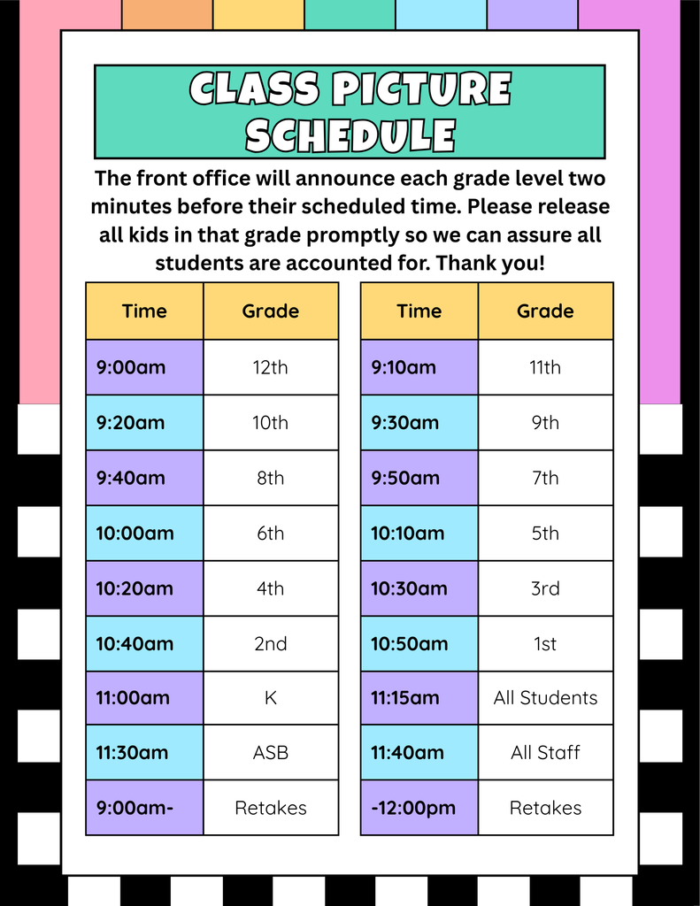 class picture day schedule