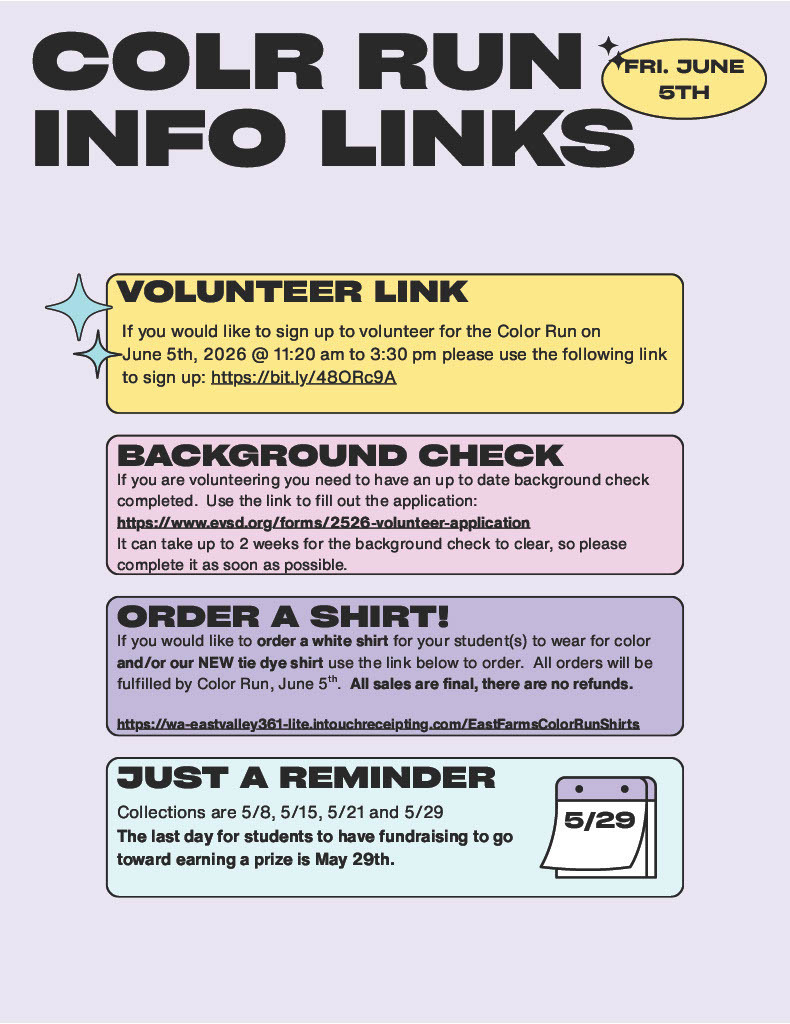 Color Run volunteer and t-shirt links