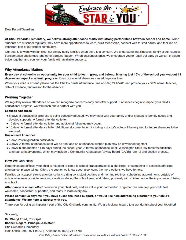 attendance letter