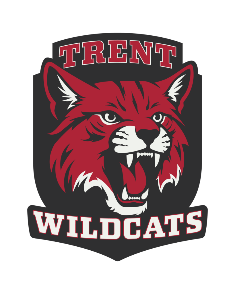 Logo of the Trent Wildcats with a red fox roaring on a black background. The fox is detailed with red and white colors.