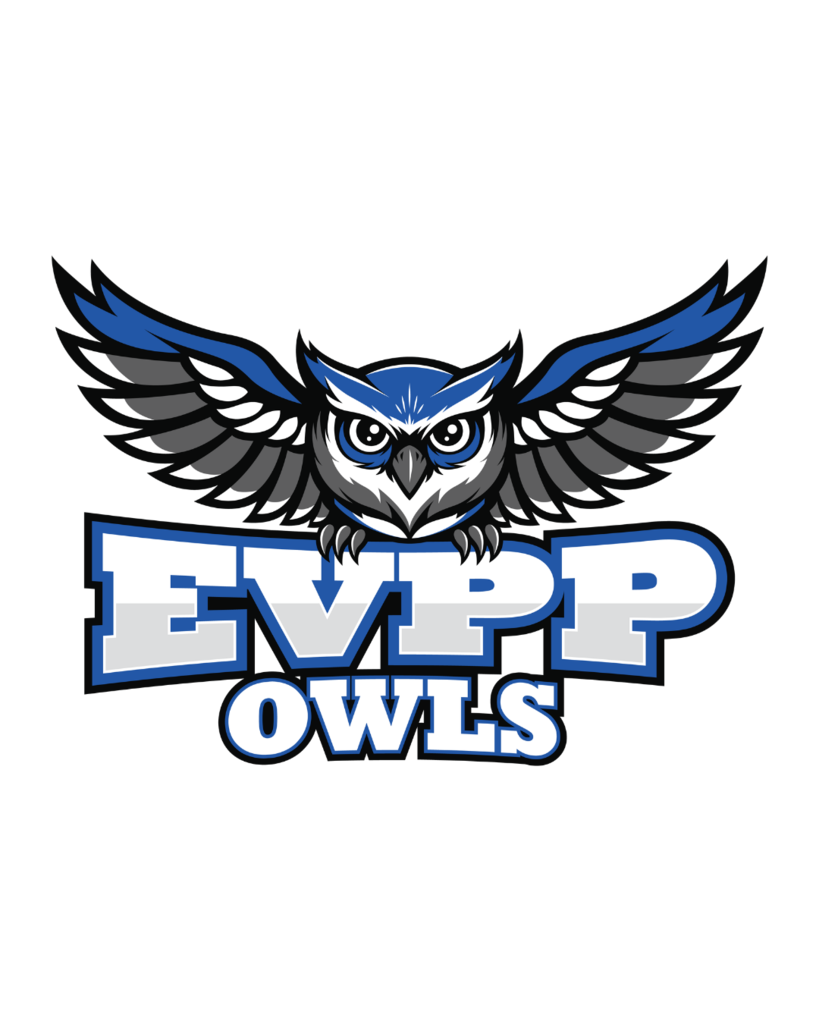 Logo with wings, an owl, and text "EVPP OWLS" on a black background.