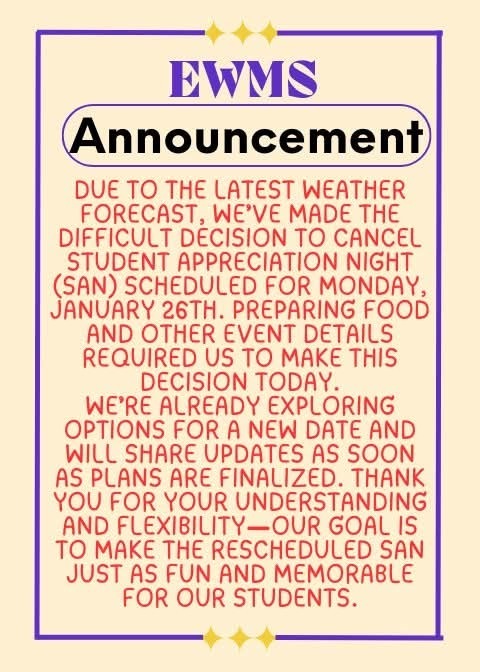 2026 Student Appreciation Night Canceled