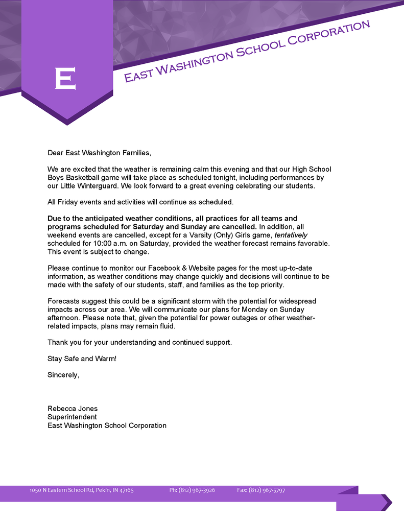 School Weather Plan Update