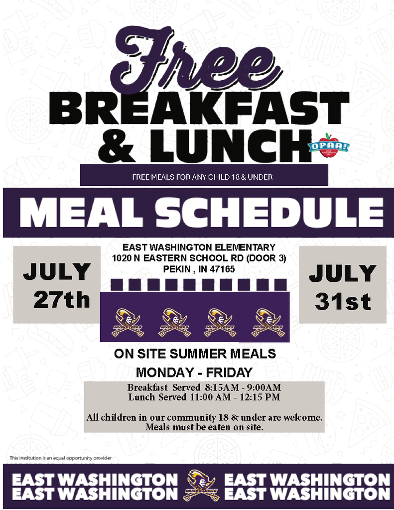 July 27-31 on site meal information