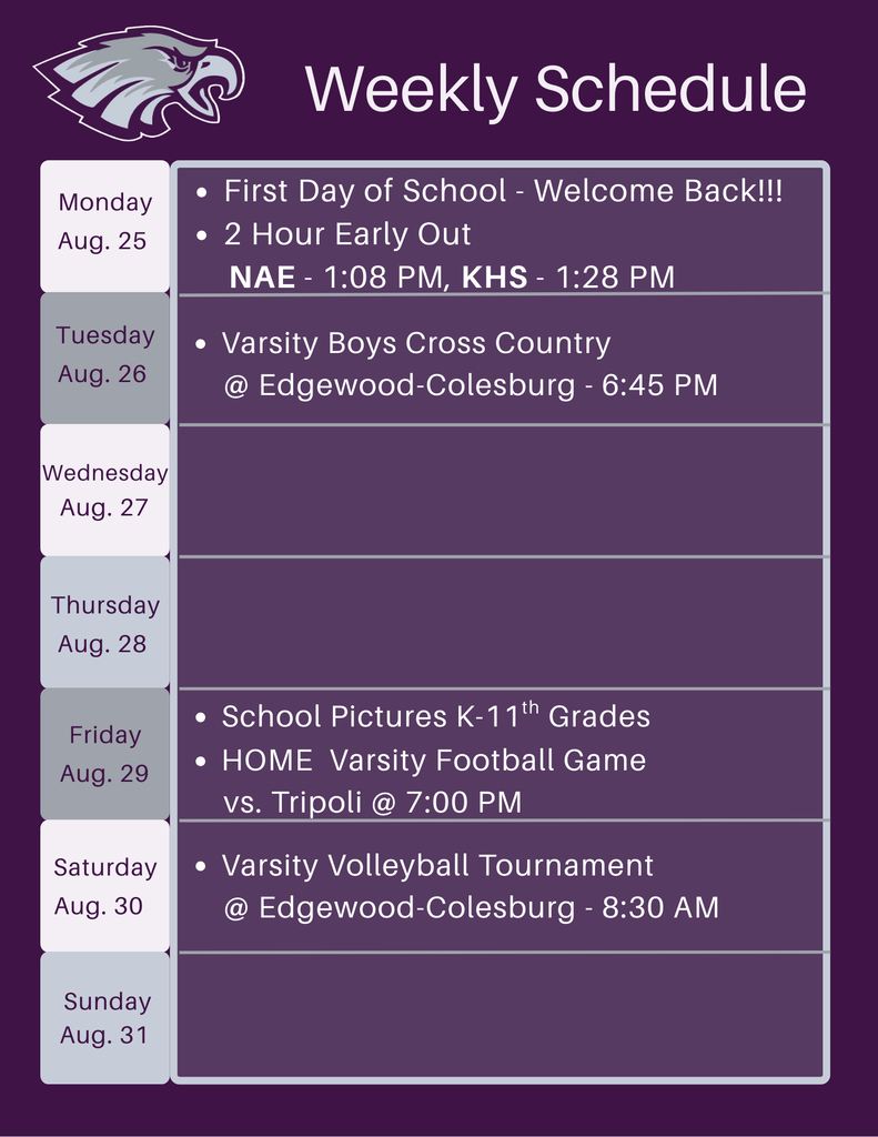 Weekly Schedule Week 1