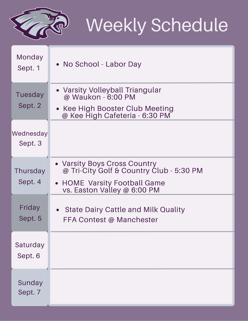 Weekly Schedule, Week 2