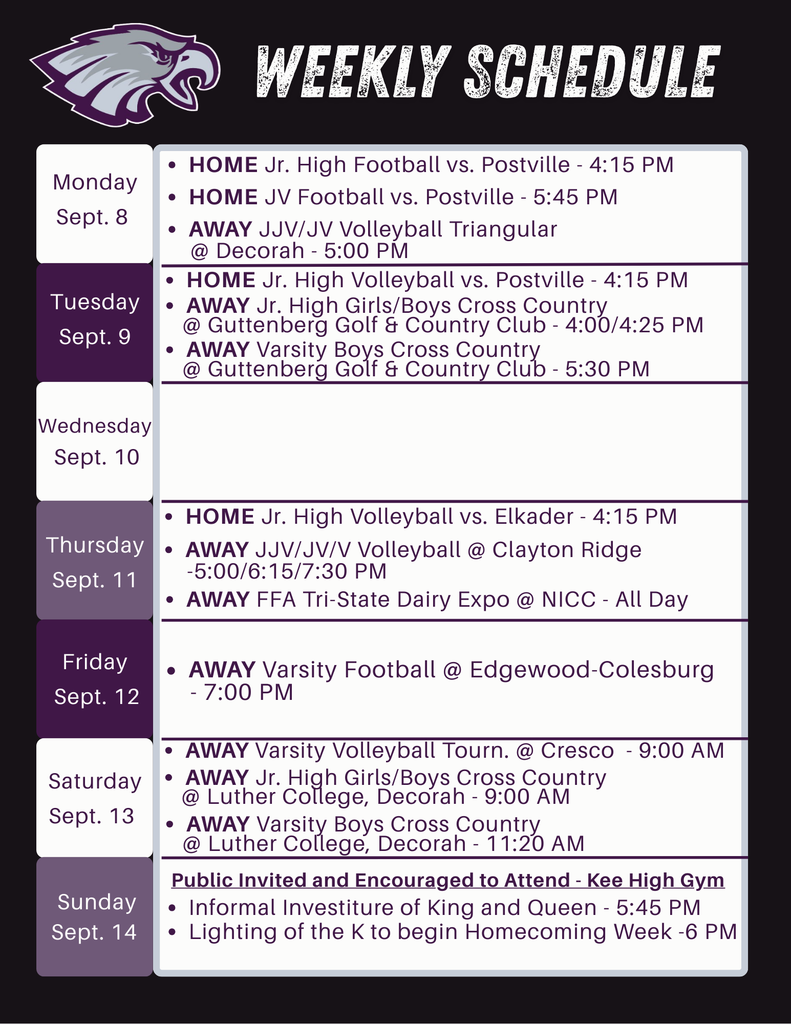 Weekly Schedule Week 3