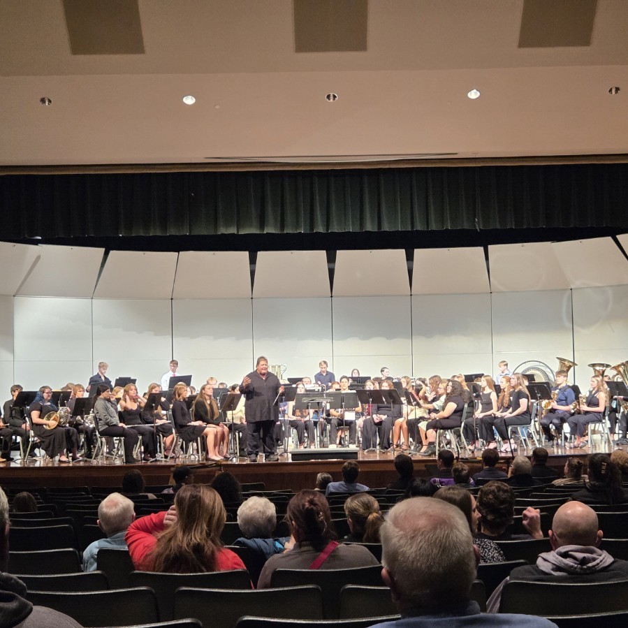 UIC band on stage for the concert. 