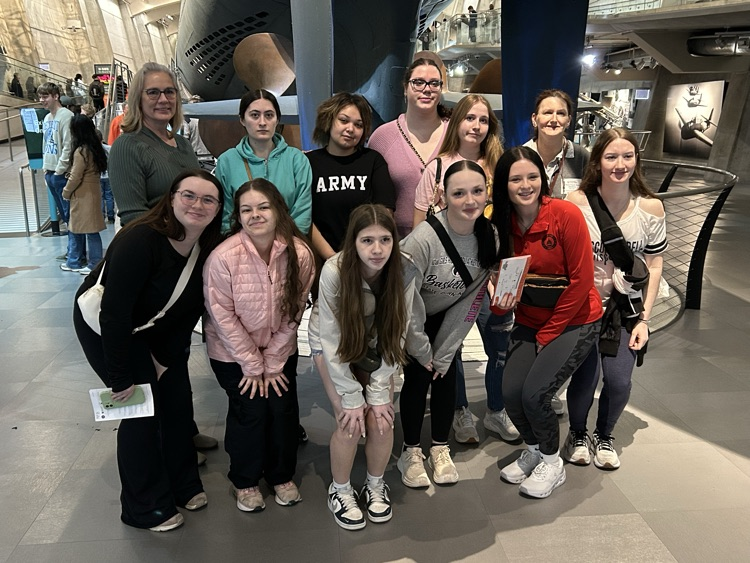 Students at the U-Boat exhibit