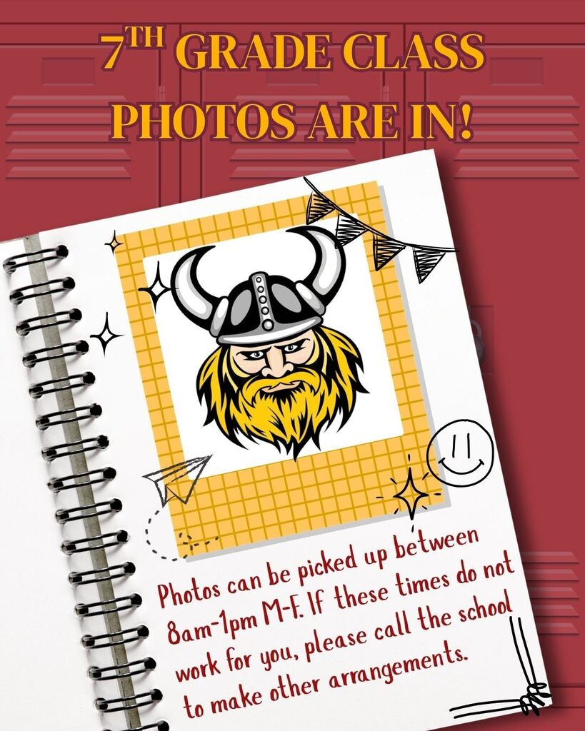 Photosare in and can be picked up between 8am-1pm M-F. If these times do not work for you, please call the school to make other arrangements.