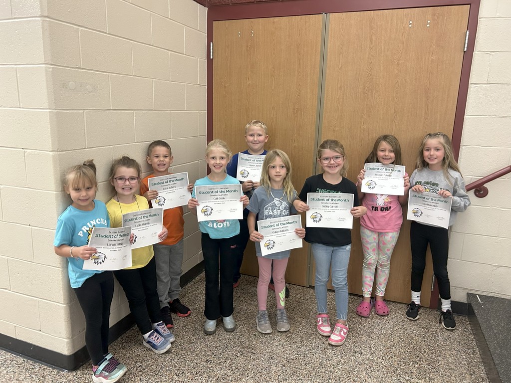 Kindergarten through 2nd Grade Student of The Month Winners