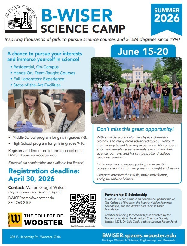 B-Wiser Science Camp for Teen Girls at the College of Wooster 