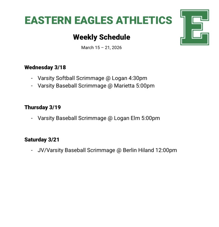 Athletics schedule for 3/15-21