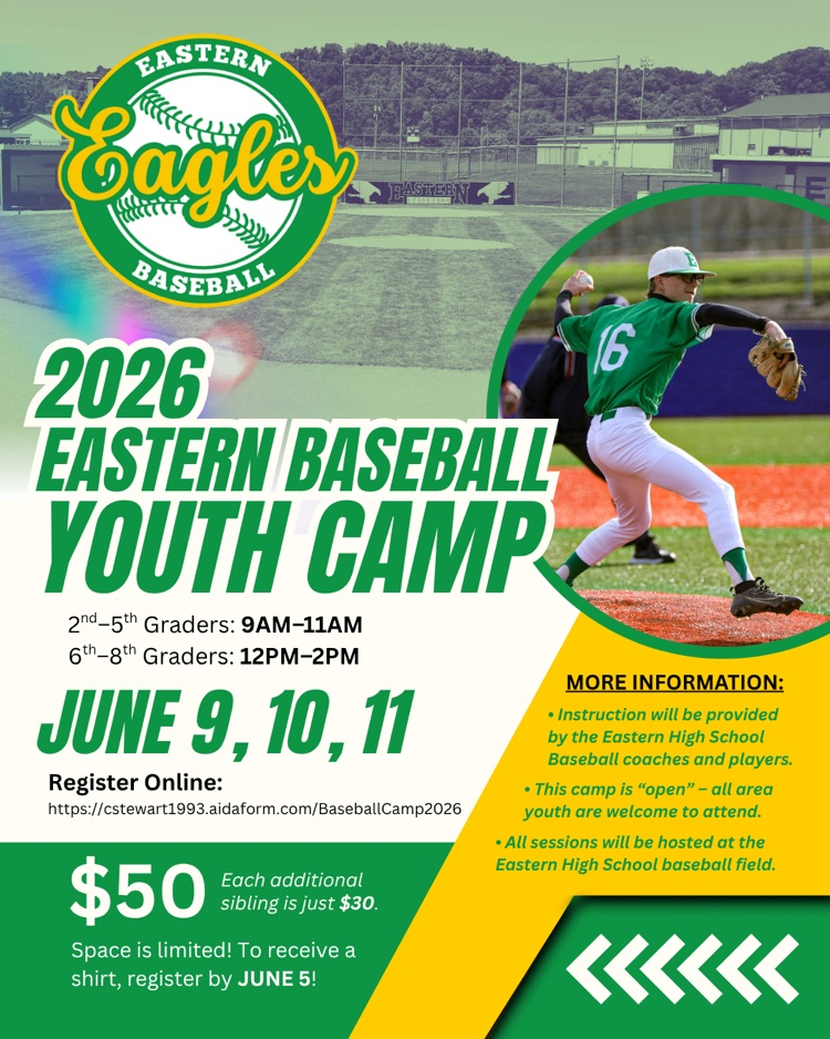 Eastern Baseball Youth Camp June 9, 10, 11