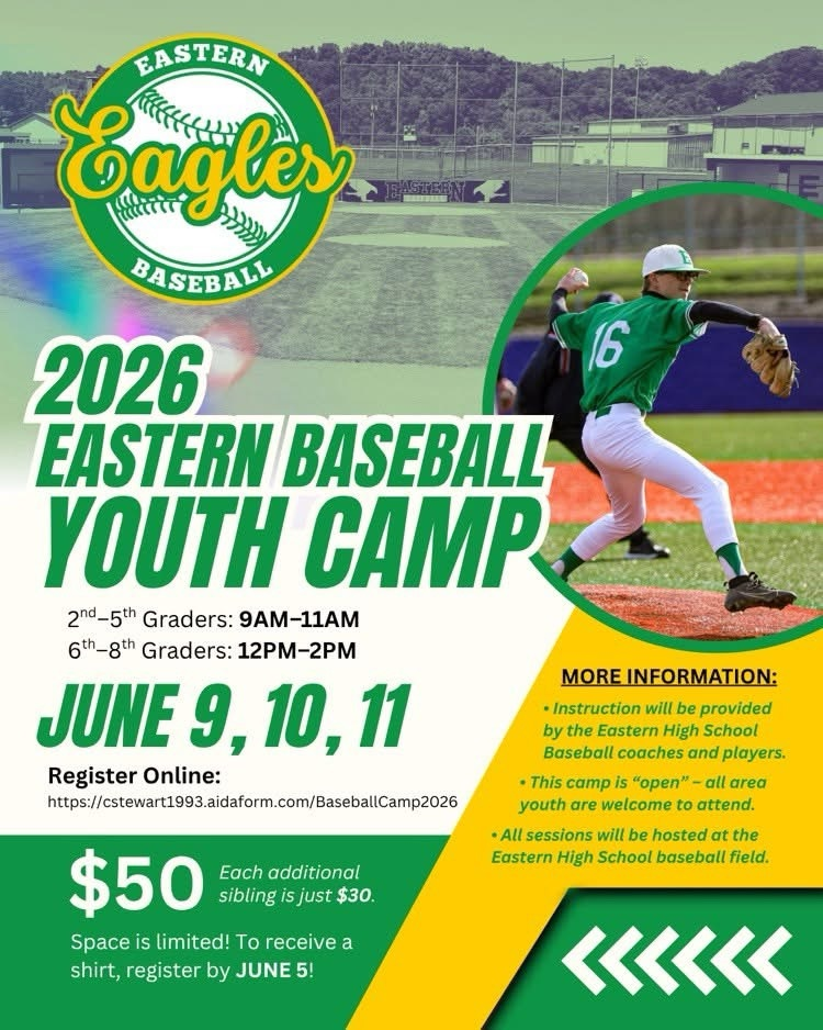 Today and tomorrow are the last days to sign up for the 2026 Eagles Baseball Youth Camp!