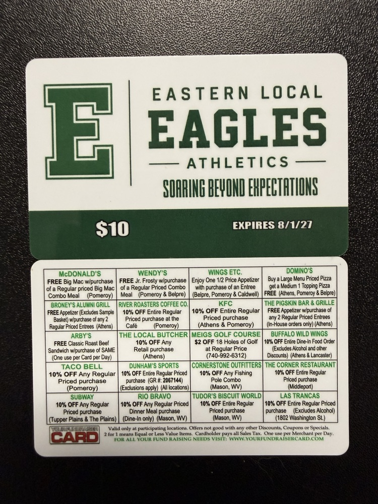 Eastern Athletics discount cards are in! Find an Eastern student-athlete to buy yours. 