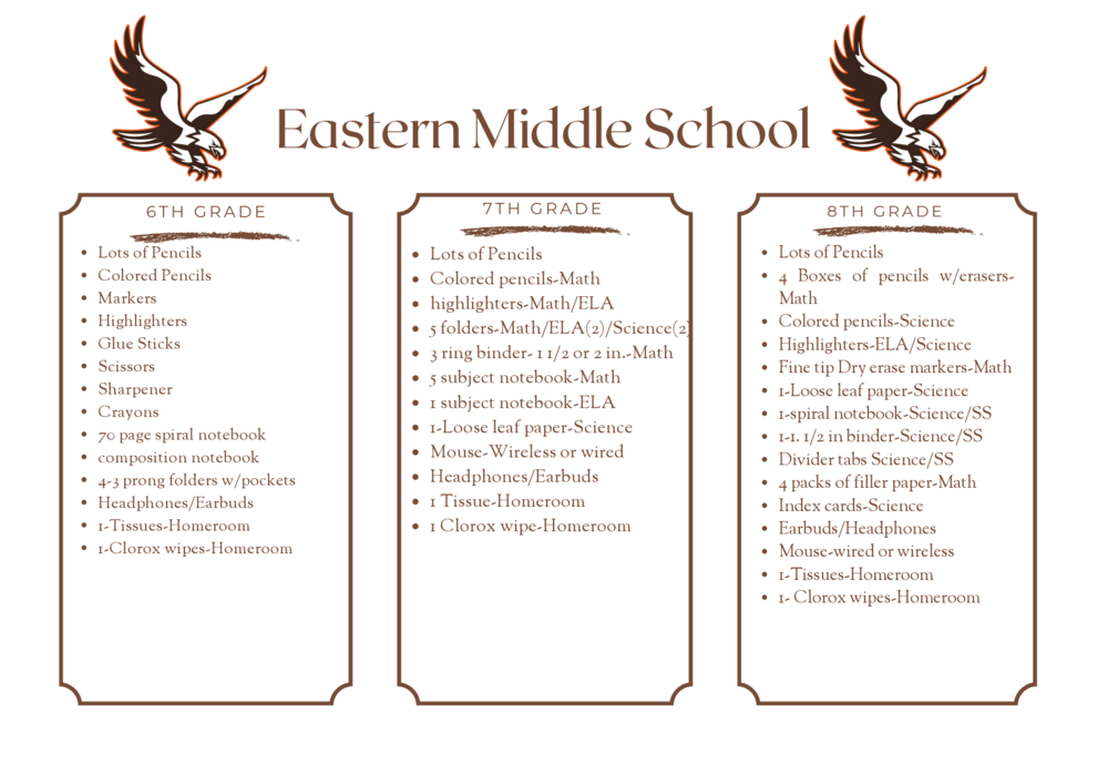Middle School Supply List