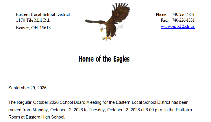 School Board Meeting Change