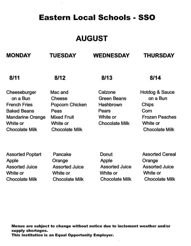 SSO Menus July
