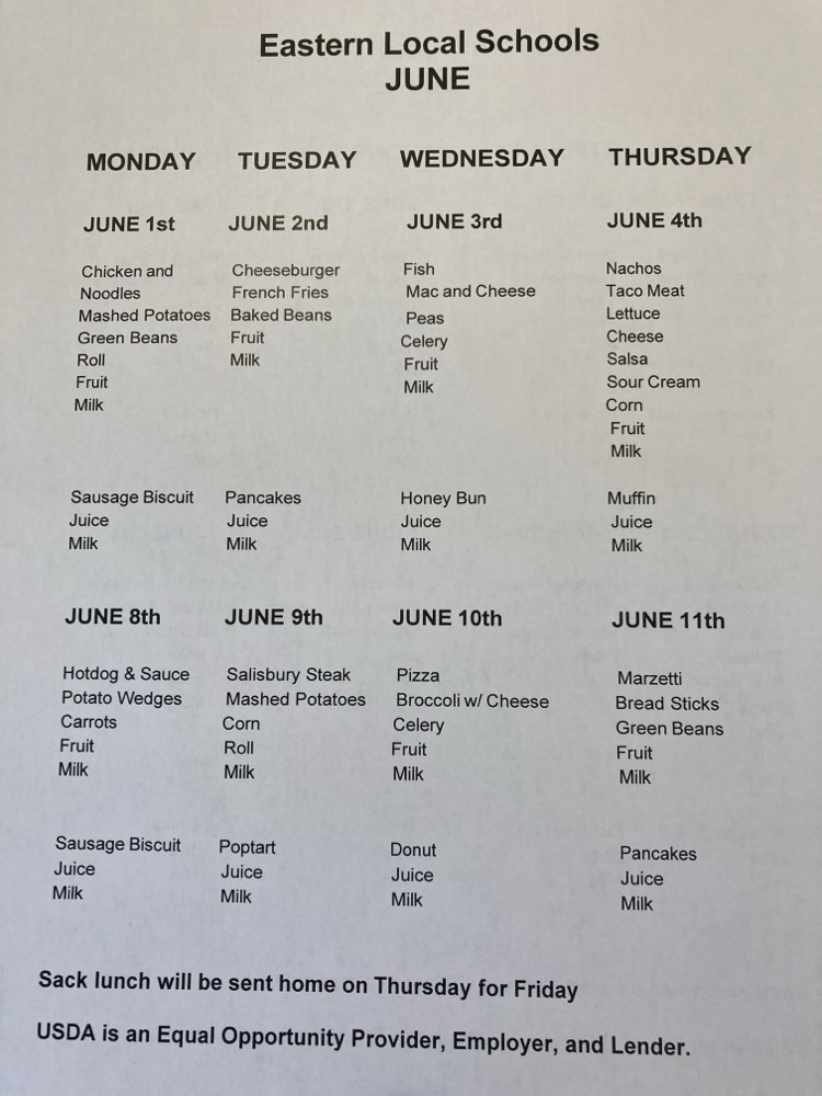 June menu 1