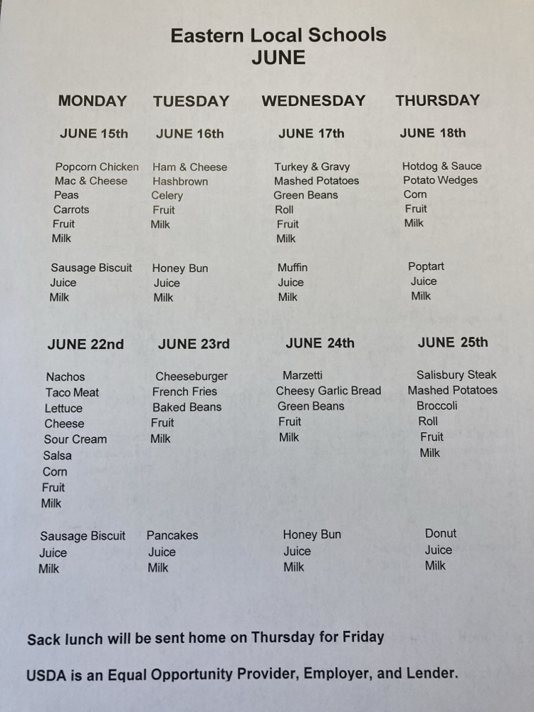 June Menu 2