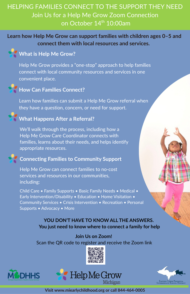 Helping Families Connect to the Support they Need Flyer - Information on the flyer is found in the description below.