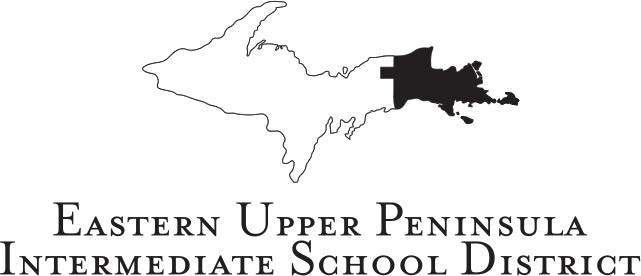 upper peninsula of michigan with eastern portion highlighted with text underneath reads eastern upper peninsula intermediate school district