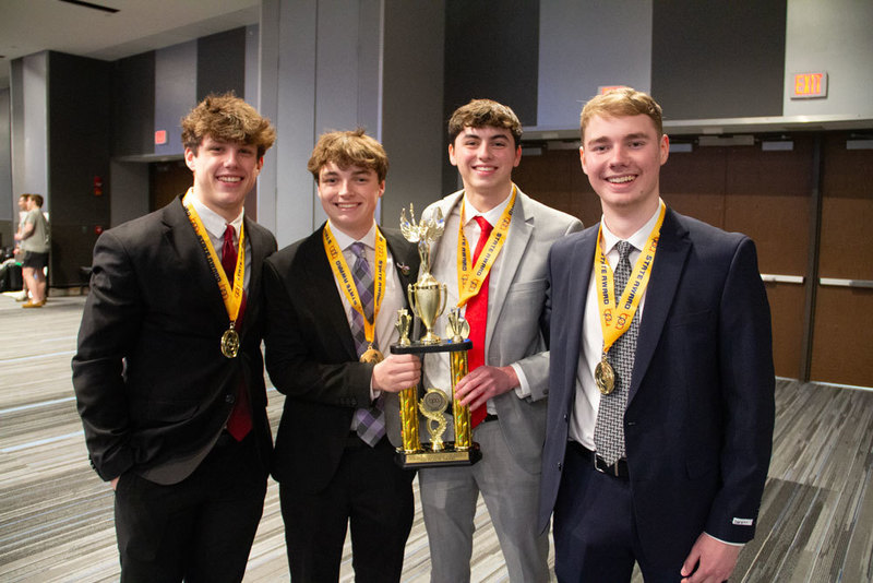 State Champs - Broadcast News Production Team Nic Markle, Zach Ayers, Brayden Snipes, Brady Kreinbrink
