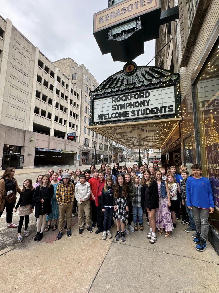 Today, our 4th grade students attended Symphony Day at the Rockford Coronado Performing Arts Center. They enjoyed an interactive performance of "Pictures At An Exhibition" by the Rockford Symphony."