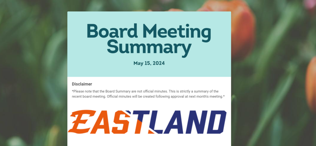 Board Meeting Summary