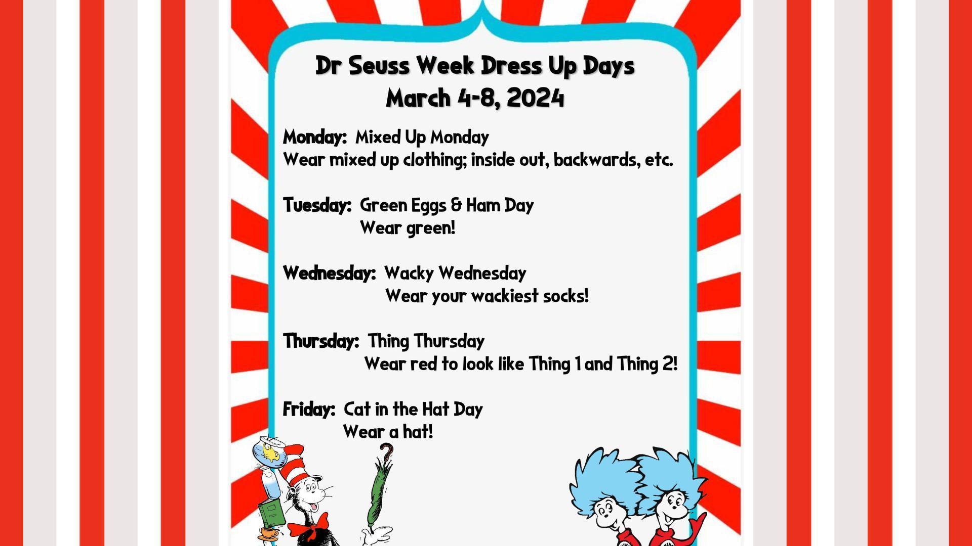 Dr. Seuss Dress-Up Days! | Eastland Independent School District
