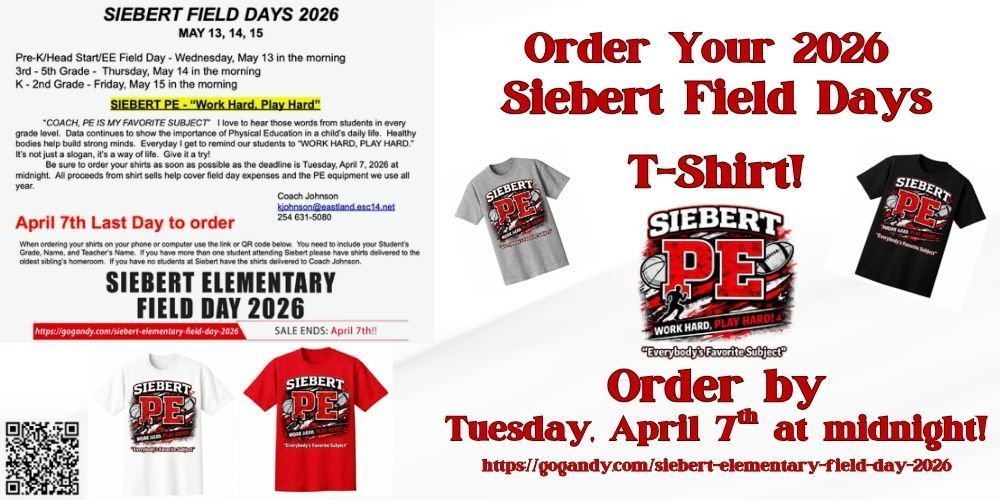 Siebert Field Days Shirts!