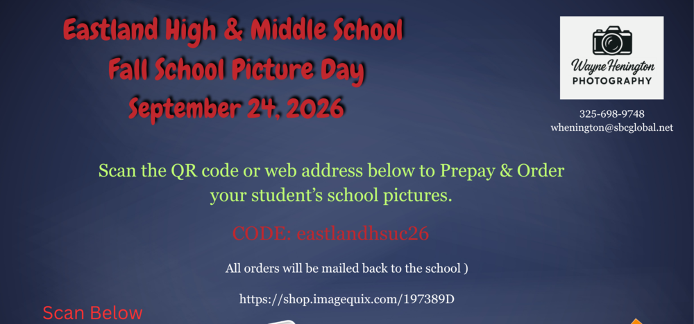 EHS & EMS Fall School Picture Day, September 24th