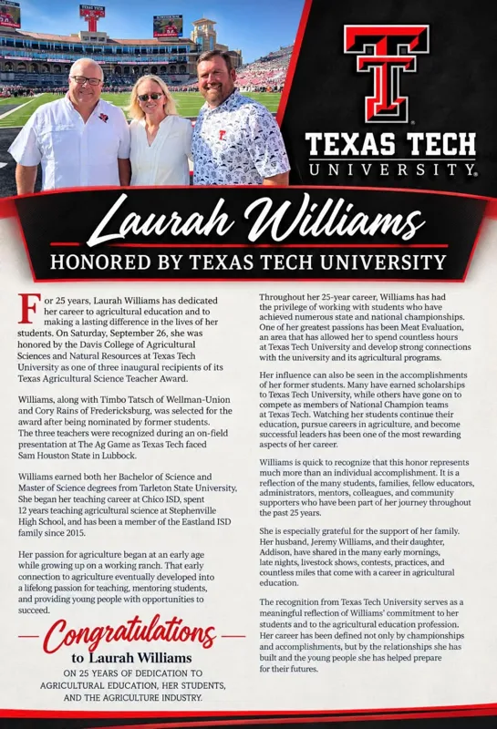 Texas Tech Article About Laurah Williams