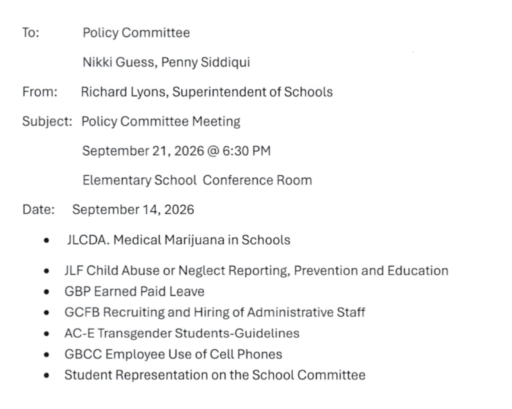Policy Committee Meeting Agenda