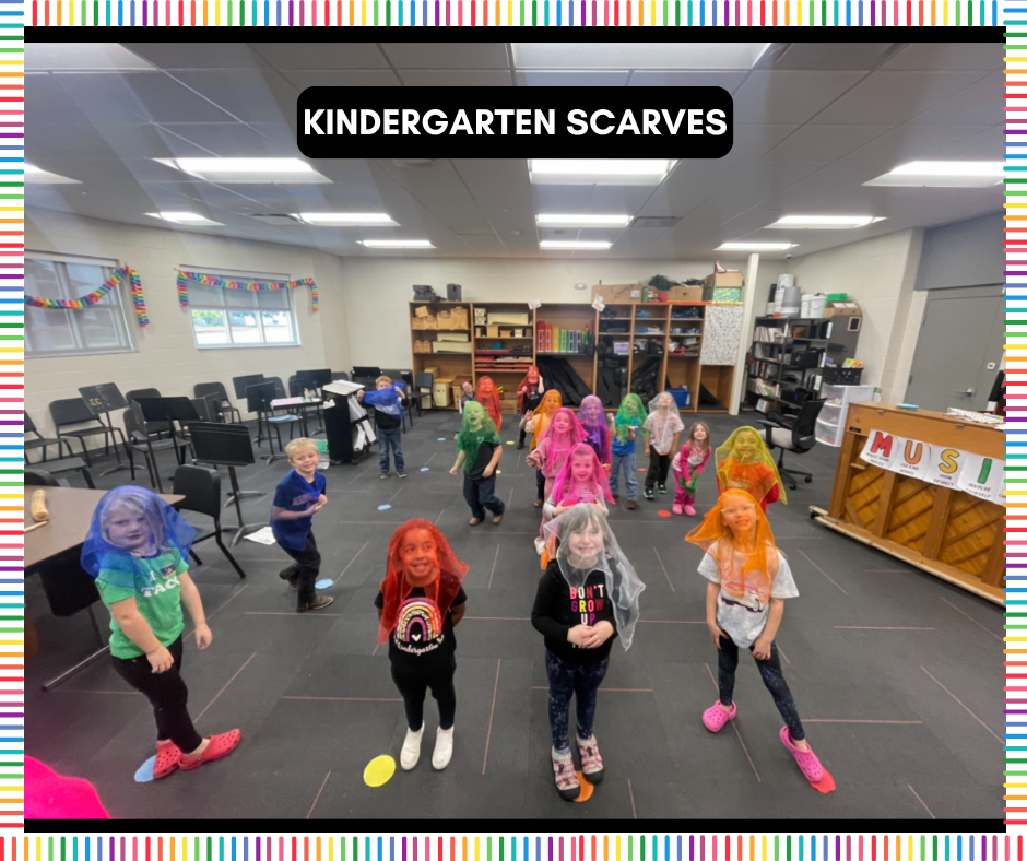 Kindergarten doing some movement with scarves! 