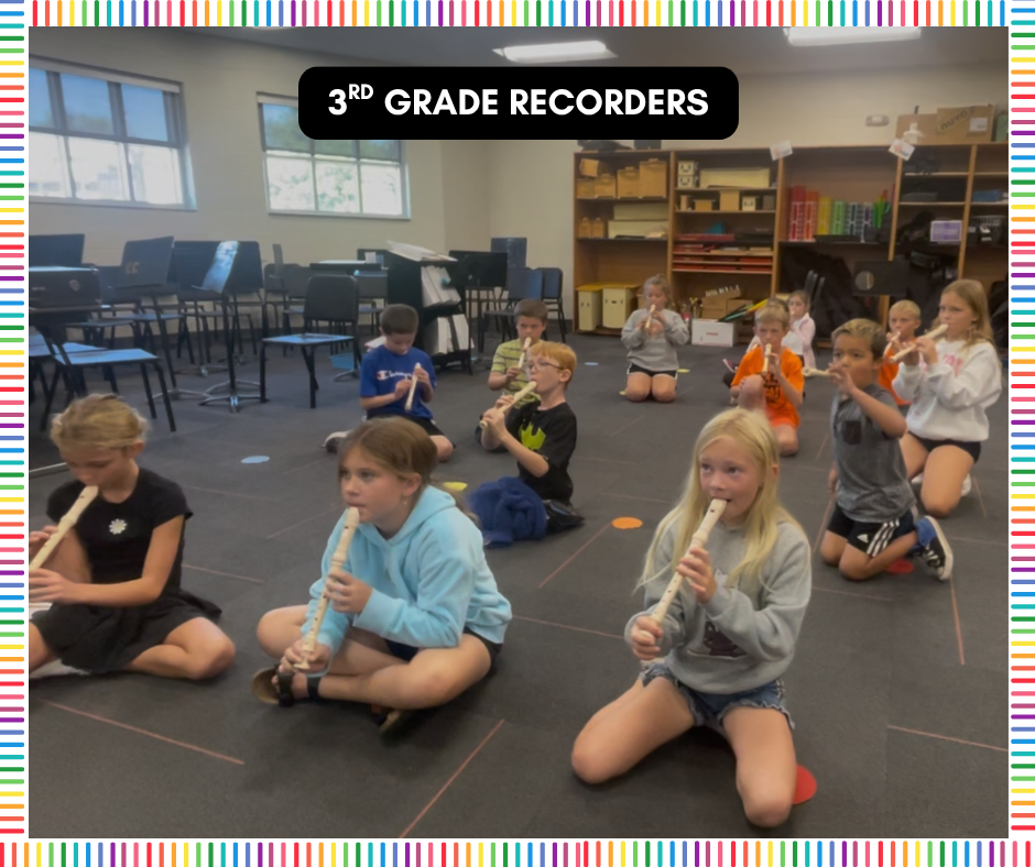 3rd grade has been practicing their recorders almost every music class! They are doing great work. 
