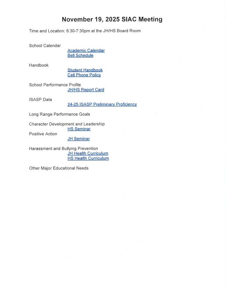 SIAC Meeting Agenda November 19 2026