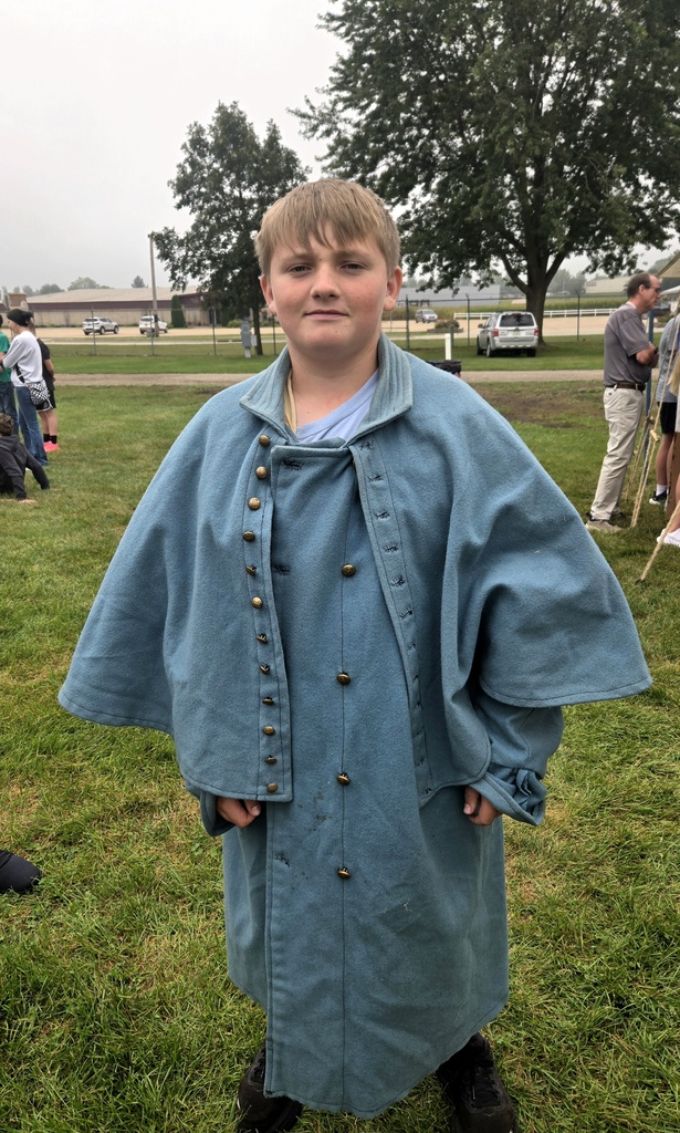 Civil War coat. Students were surprised by how heavy it was. 