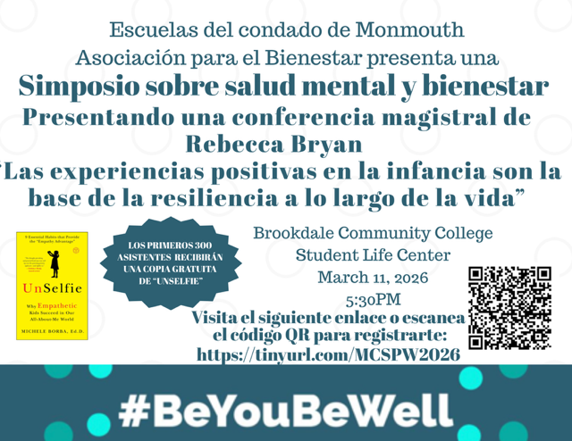 Escuelas del condado de Monmouth Asociacion para el Bienestar presenta una Simposio sobre salud mental y bienestar