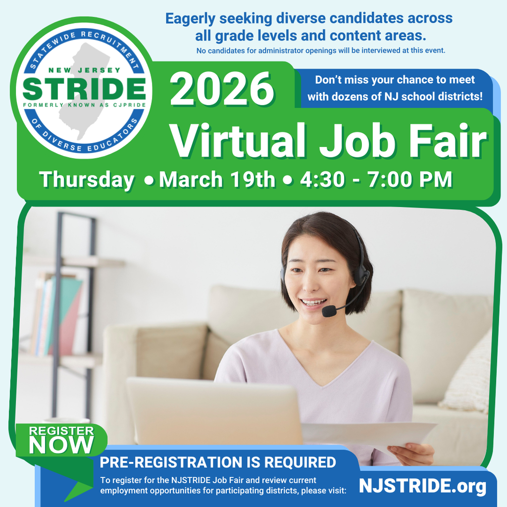 NJSTRIDE 2026 Virtual Job Fair Thursday March 19th 4:30 - 7:00 PM