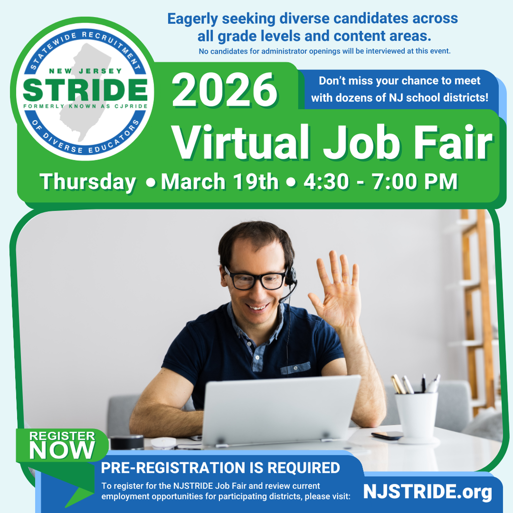 NJSTRIDE 2026 Virtual Job Fair Thursday March 19th 4:30 - 7:00 PM
