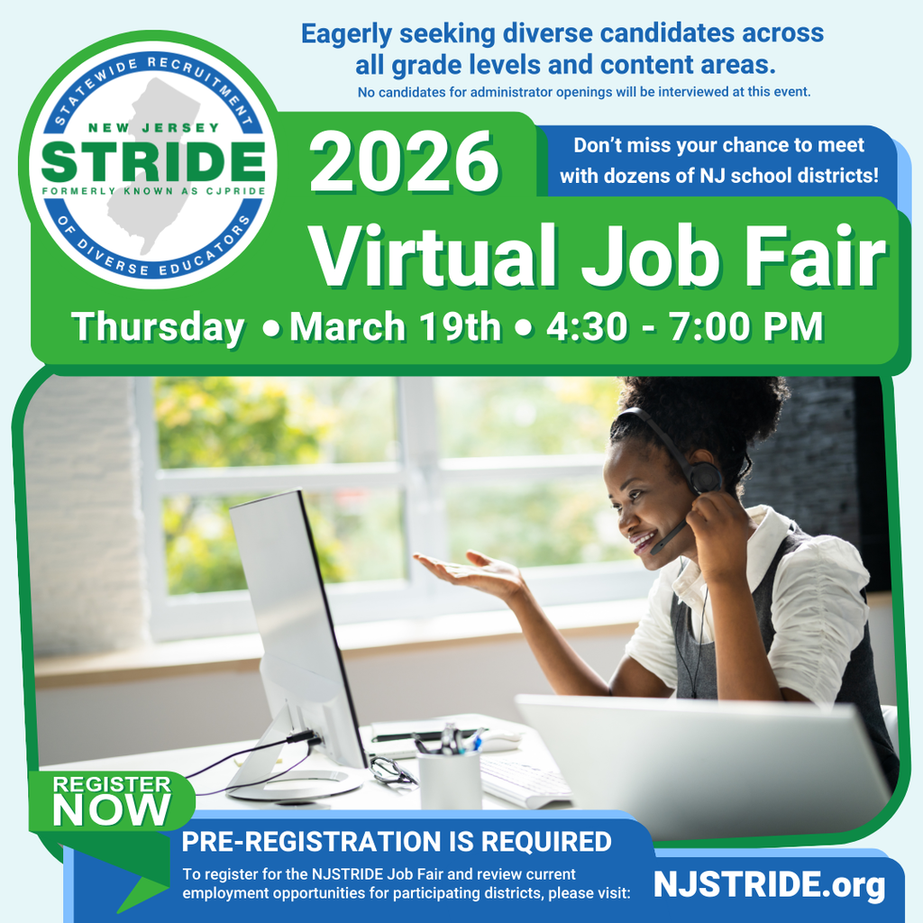 NJSTRIDE 2026 Virtual Job Fair Thursday March 19th 4:30 - 7:00 PM