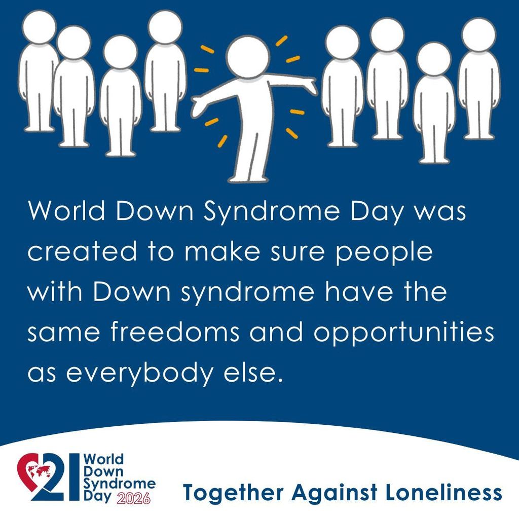 World Down Syndrome Day was created to make sure people with Down Syndrome have the same freedoms and opportunities as everybody else. Together Against Loneliness #worlddownsyndromeday @worlddsday @worlddownsyndromeday
