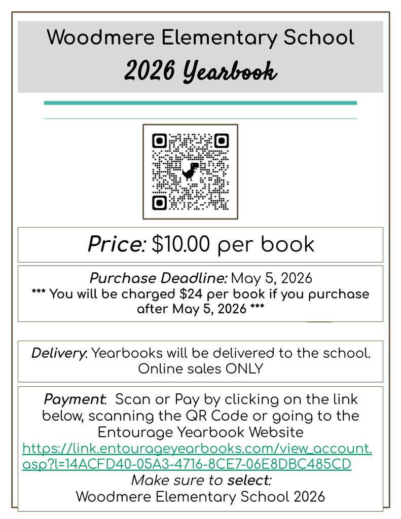 Woodmere 25/26 Yearbook Flyer