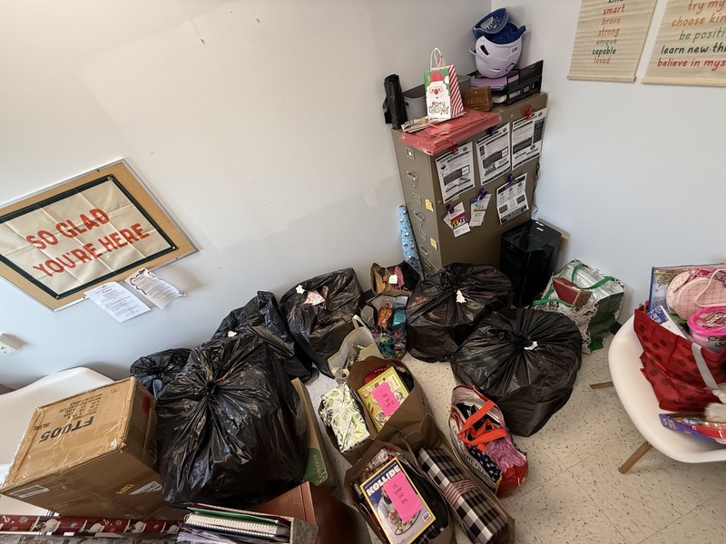 Gift donations for the holiday giving drive