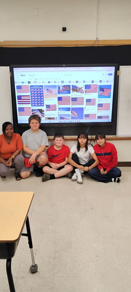 Students with US flag