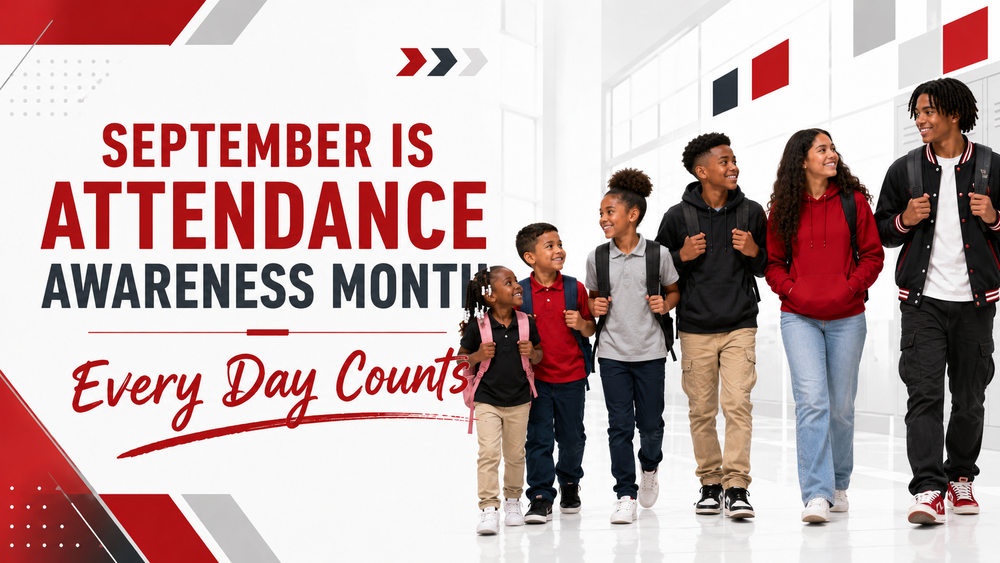 Ecorse students arriving at school for Attendance Awareness Month