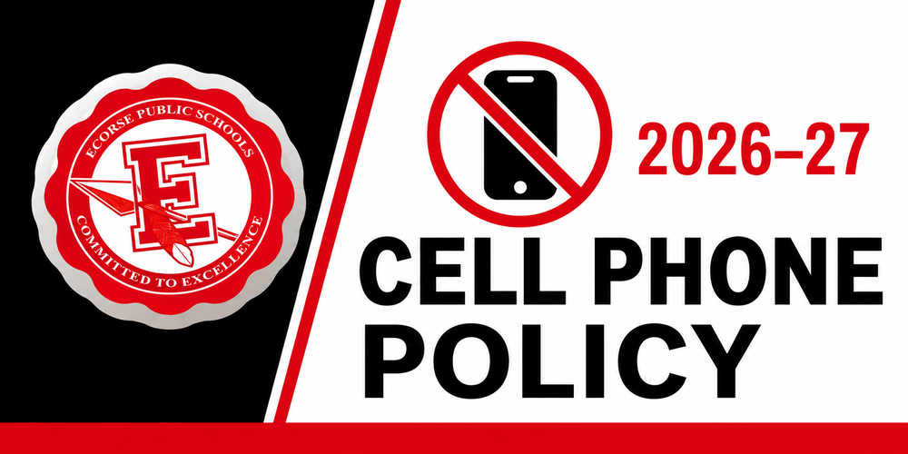 Ecorse Public Schools 2026–27 cell phone policy with a no-phone symbol